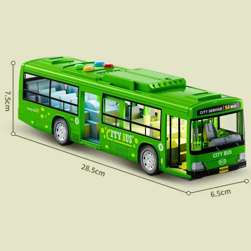 Autobus Urbano Grande Bambini Con Luci Suoni Inerzia Porta Aperta Pulsante Modello Scolastico Educativo Giocattolo Regalo