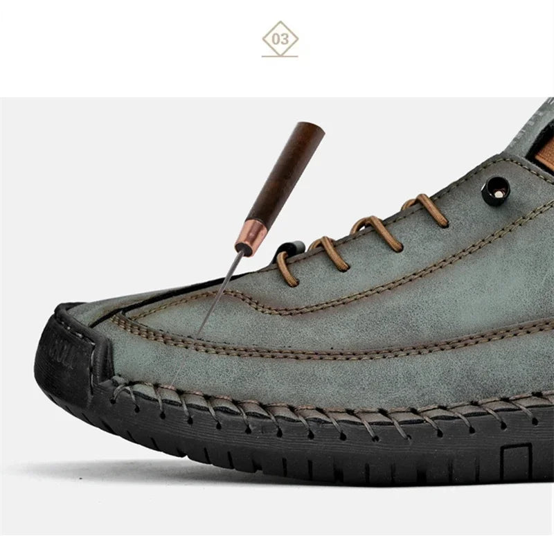 Scarpe In Pelle Cucite A Mano Uomo Scarpe Casual Da Passeggio Antiscivolo Leggere Esterno Taglia 47 48 Mocassini Slip On