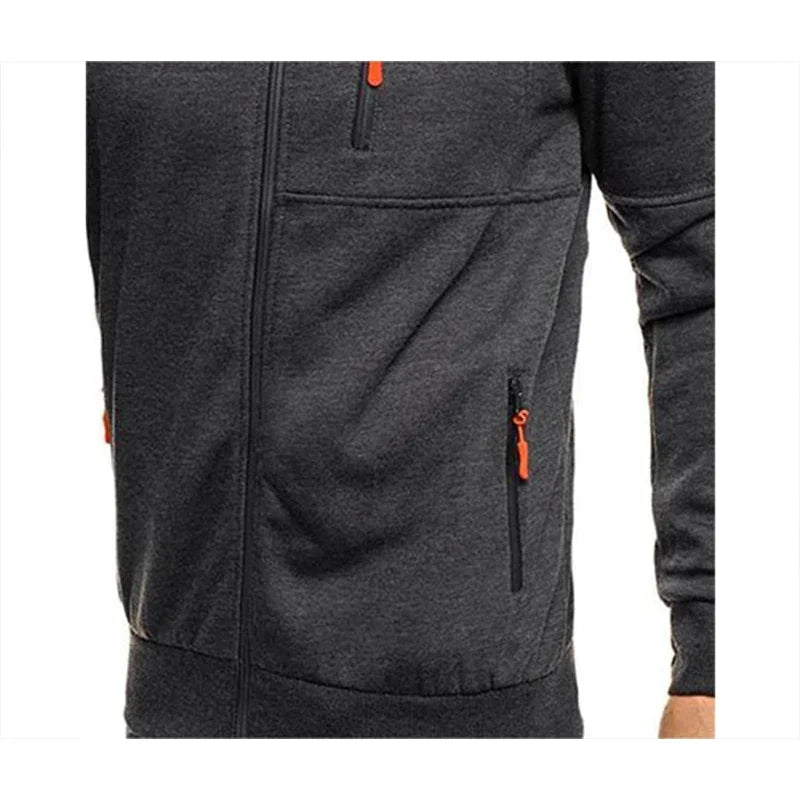 Giacca Con Cappuccio Da Uomo Tinta Unita Felpa A Maniche Lunghe Cerniera Sportiva Palestra Primavera Autunno