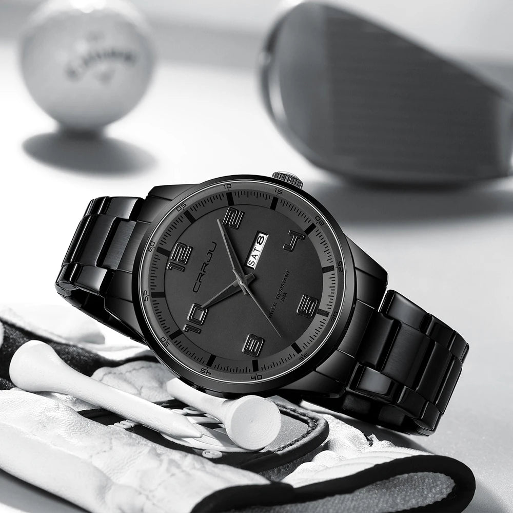 CRRJU Orologi Da Uomo Nuovi Casual Business Cinturino In Acciaio Inox Quarzo Con Data Lancette Luminose