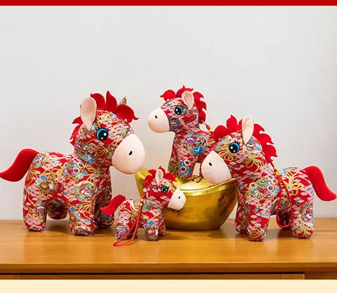 Mascotte Di Capodanno Cavallo Di Peluche 15 20 cm Panno Cavallo Decorazione Per La Famiglia Atmosfera Per Le Vacanze