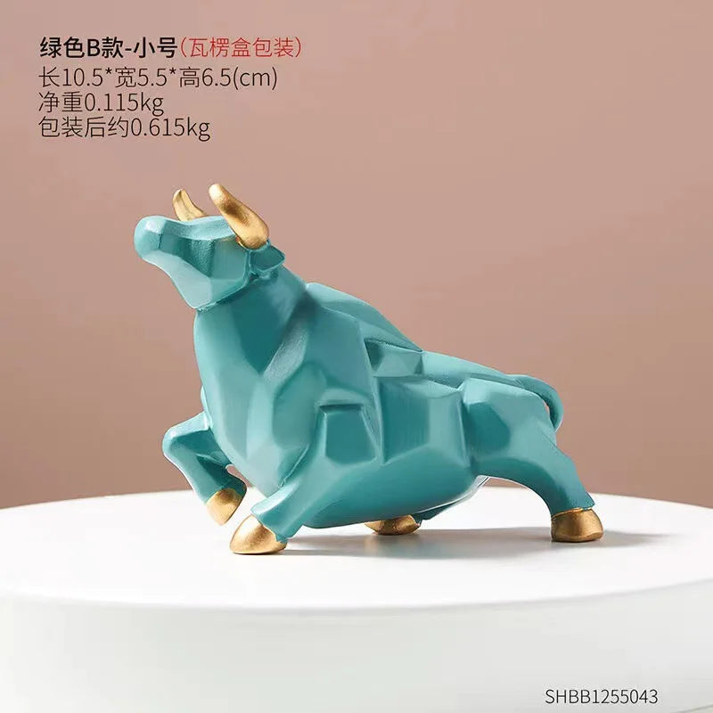 Mini Modello Toro Geometrico In Resina Feng Shui Decorazione Da Interni Wall Street Azioni Figurine