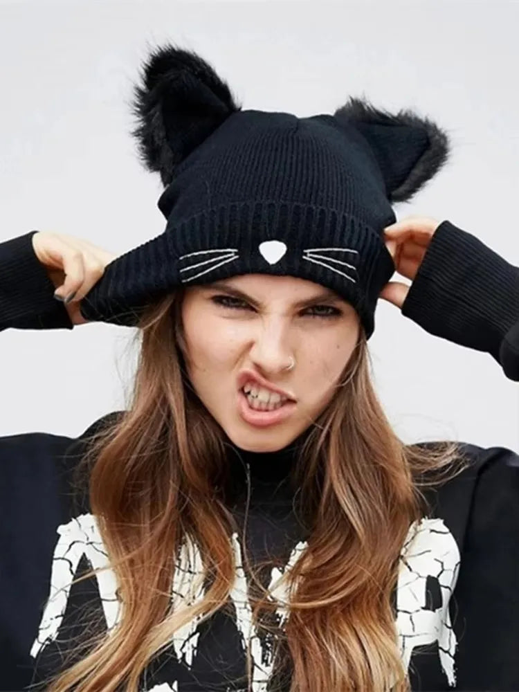 Berretto Invernale Da Donna Con Orecchie Di Gatto Caldo E Confortevole Per Inverno Moda Donna