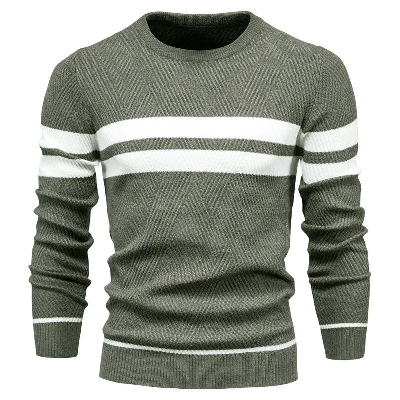 Pullover Maglione Da Uomo O Collo Patchwork Manica Lunga Caldo Sottile Abbigliamento Uomo Moda Casual Autunno