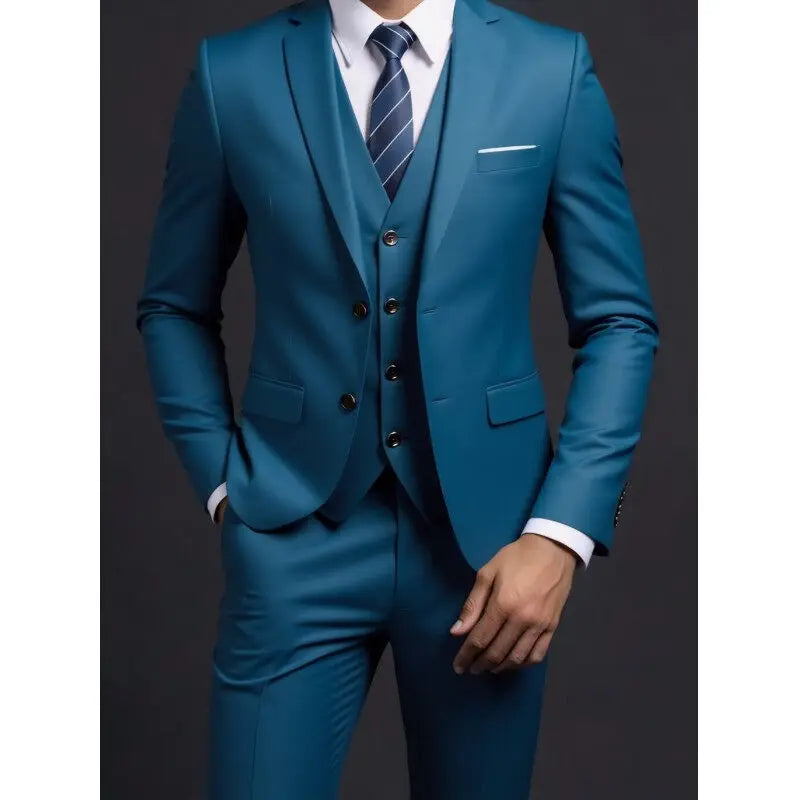 Completo Tre Pezzi Uomo Stile Britannico Elegante Per Matrimoni Cerimonie Banchetti Comfort Sobrietà Presenza