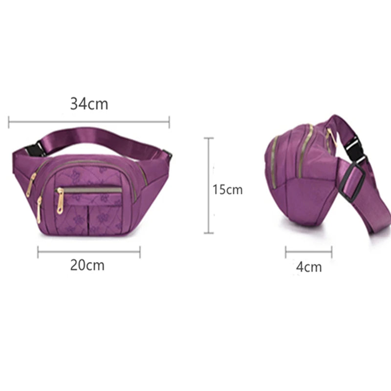 Marsupio da Donna Impermeabile in Tessuto Oxford Borsa a Cintura e Tracolla Borsa a Banana Moda Femminile
