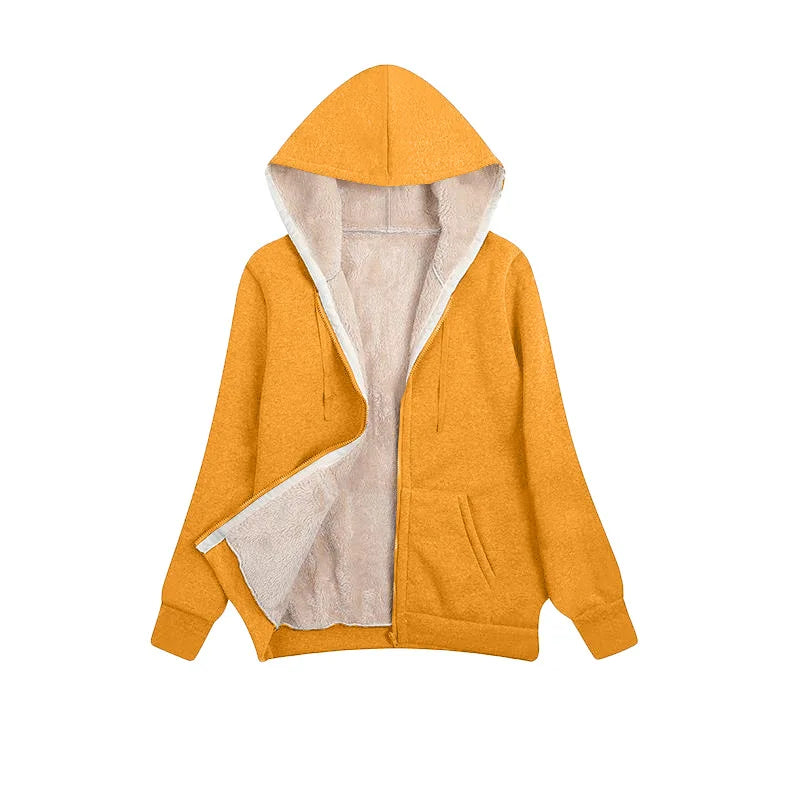 Cappotto Invernale Donna In Peluche Con Cappuccio E Zip Felpa In Pile Calda E Morbida Con Pelliccia Artificiale