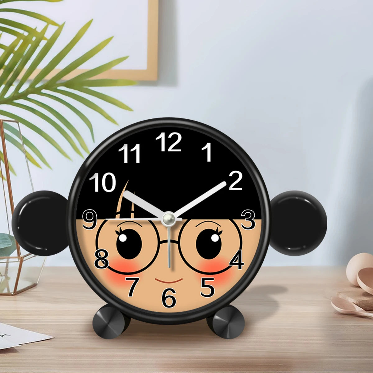 Sveglia Educativa per Bambini Carina Rotonda Silenziosa per Camera da Letto Desktop Decorazione Animale