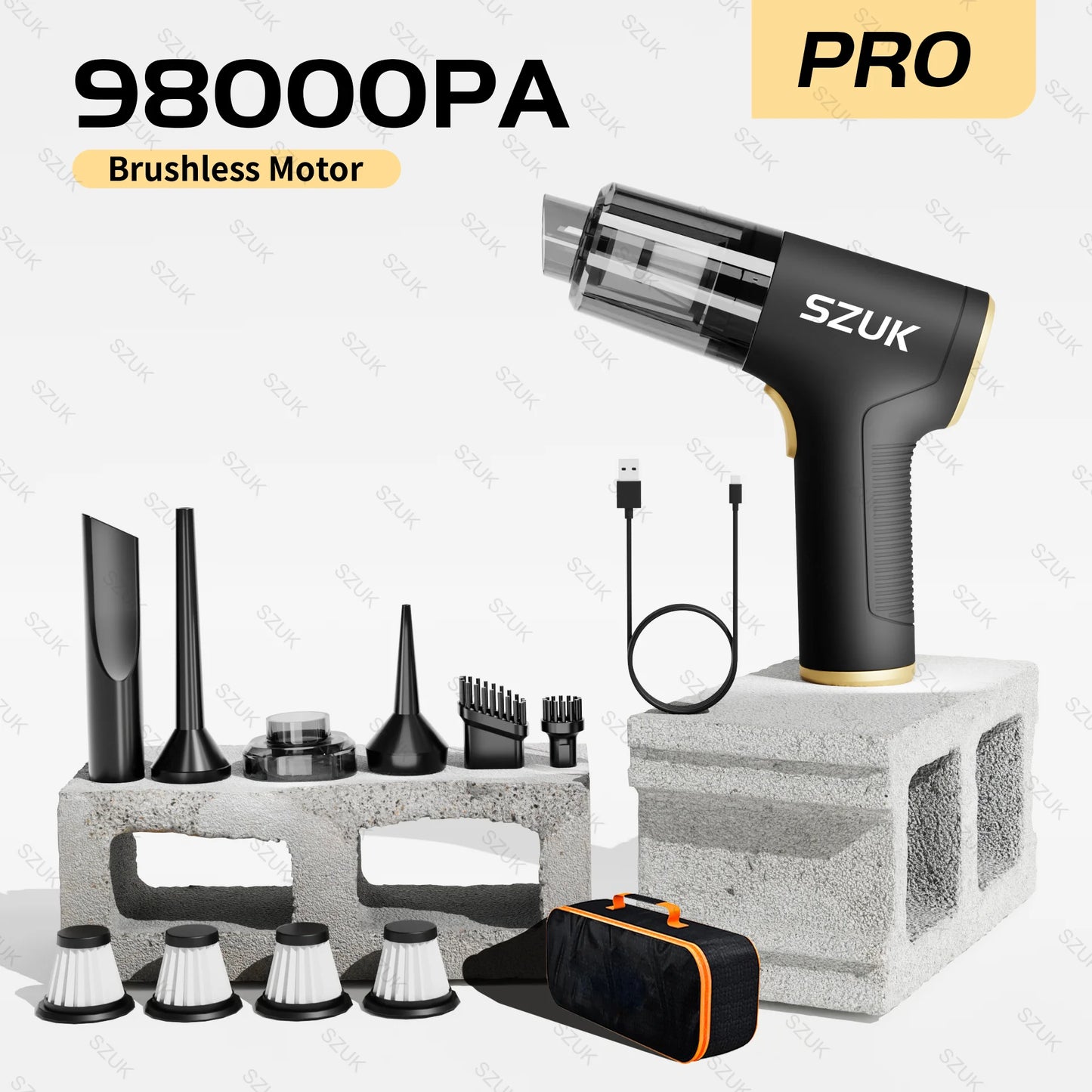 Szuk 98000PA Mini Aspirapolvere Per Auto Potente Pulizia Forte Aspirazione Palmare Wireless Portatile