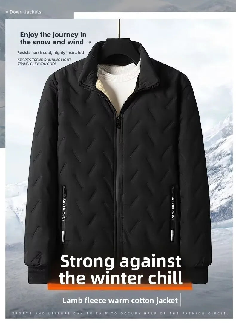 Cappotto Uomo In Velluto Di Agnello Foderato Autunno Inverno Colletto Intagliato Con Tasche Elegante