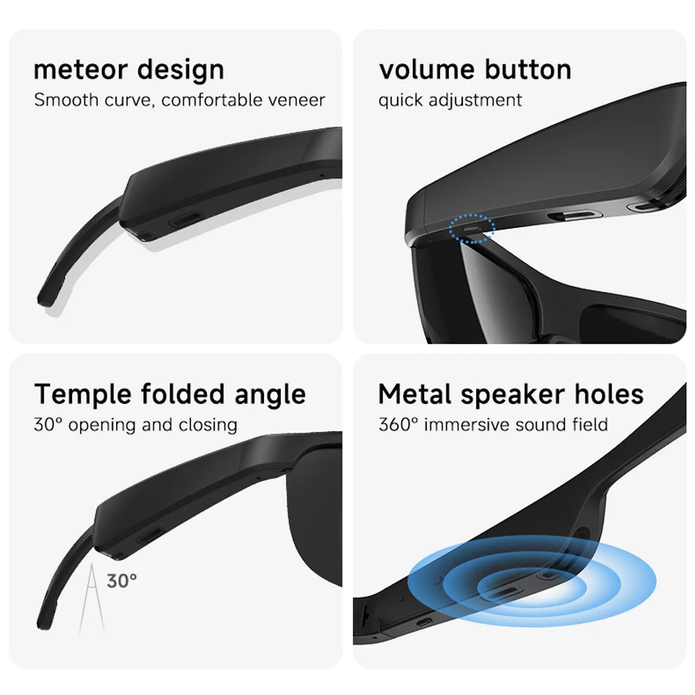 Occhiali Intelligenti Da Uomo Con Cuffie Bluetooth 5.0 Occhiali Da Sole Sport Per Esterni Musica Fotocamera Chiamate Assistente Vocale