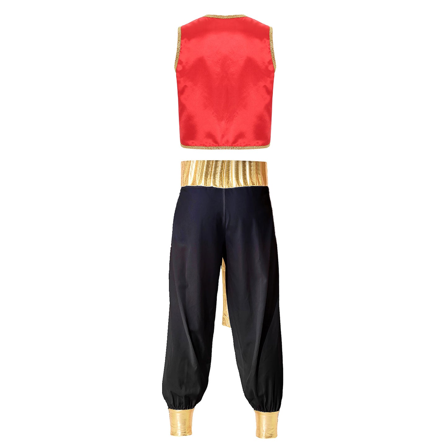 Costume Fantasy Myth Prince Aladin per adulti Gilet senza maniche e pantaloni Abito da palcoscenico per feste a tema Halloween Cosplay