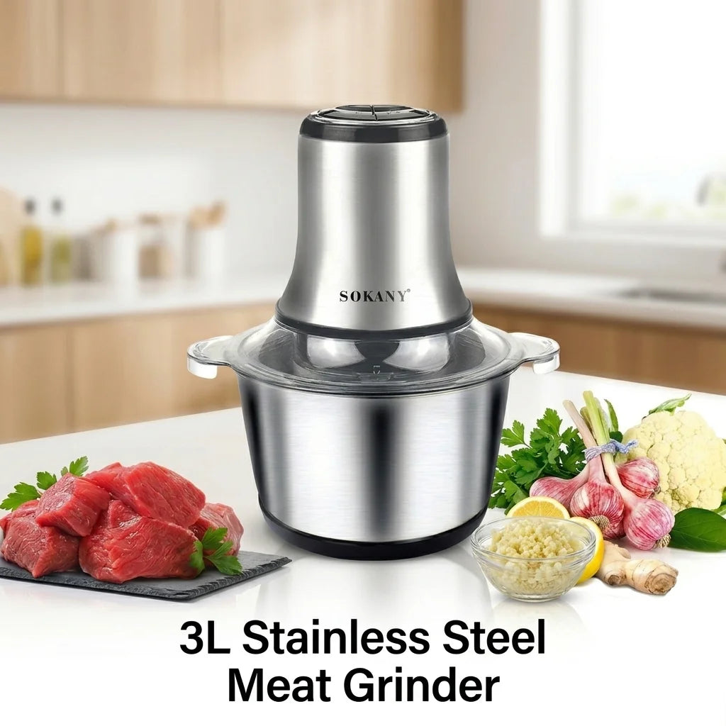 Tritacarne Elettrico 800W 3L Multifunzione Robot Da Cucina In Acciaio Inox Verdure Chopper Affettatrice Macchina Casa