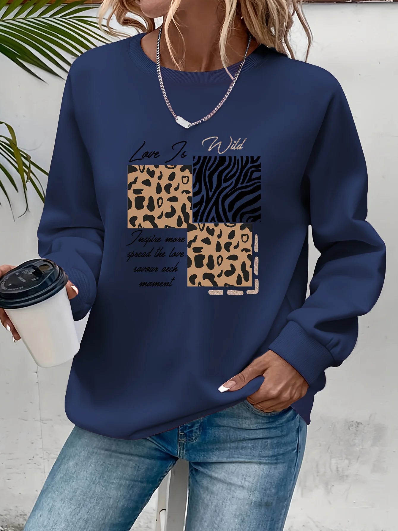 Pullover da Donna Autunno Inverno Casual Ampio con Motivo Gatto Caldo Stampato Girocollo a Maniche Lunghe