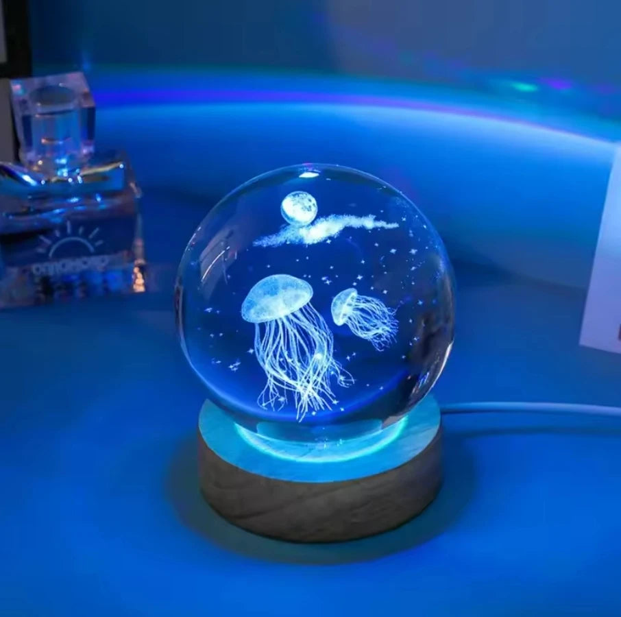 Decorazione Della Stanza Con Sfera Di Cristallo 3D E Base Led Per Luce Ambientale Nel Soggiorno