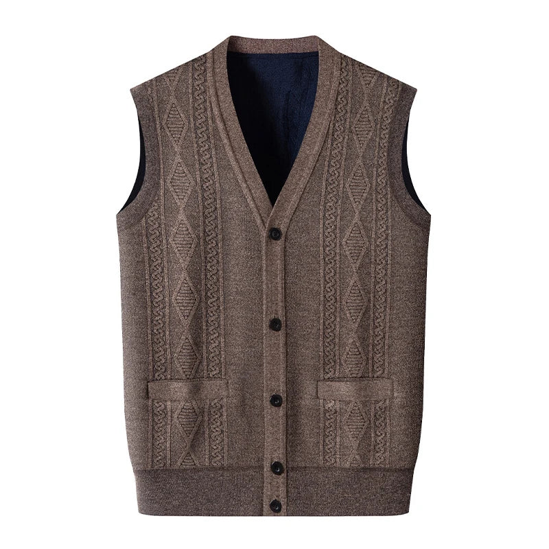 Gilet Maglione Da Uomo Con Scollo A V Senza Maniche Lavorato A Maglia Tinta Unita Con Motivo A Rombi