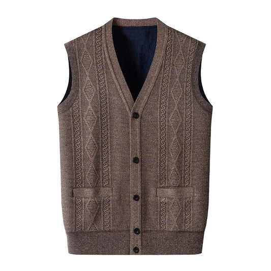 Gilet Maglione Da Uomo Con Scollo A V Senza Maniche Lavorato A Maglia Tinta Unita Con Motivo A Rombi