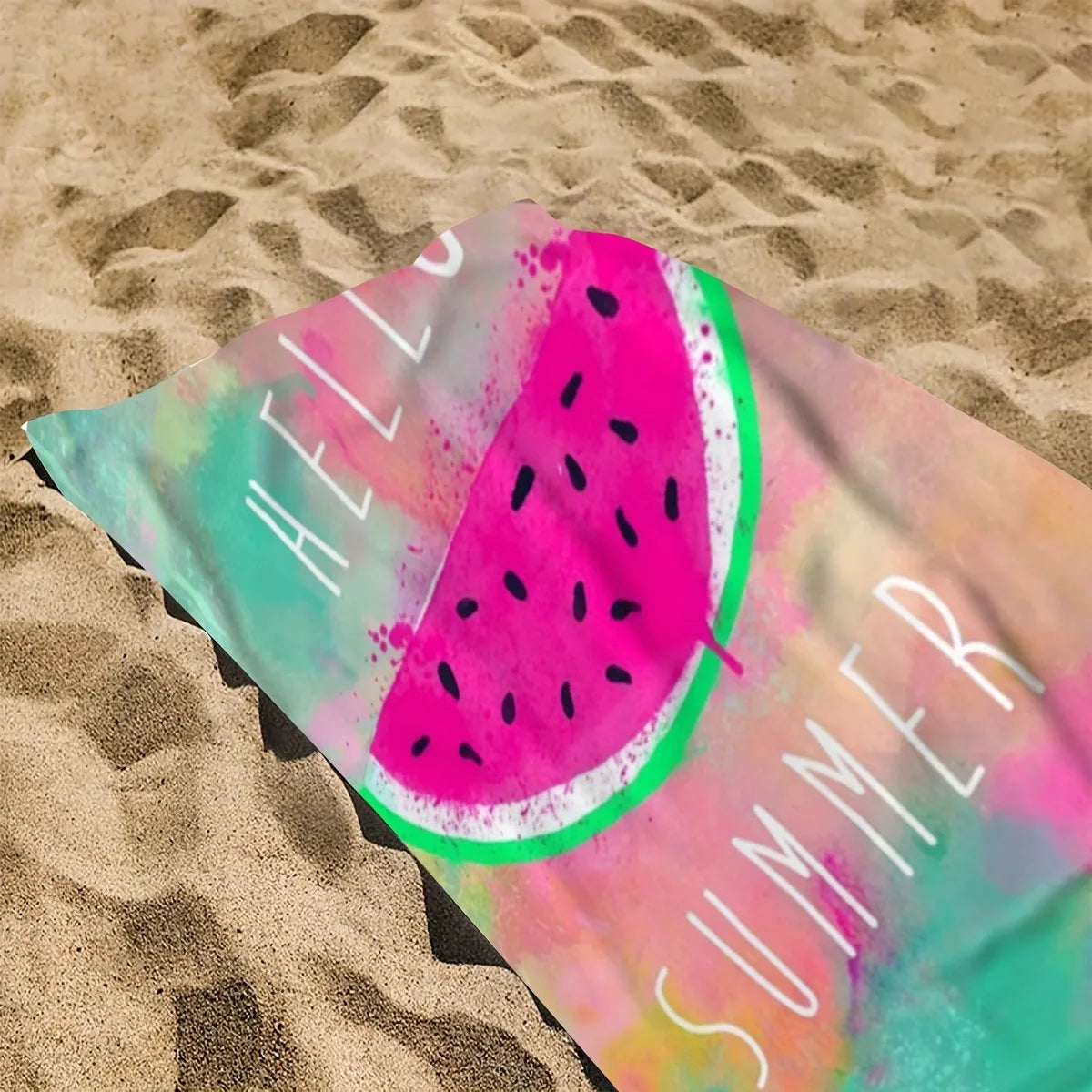 Asciugamano Da Spiaggia Anguria Hello Summer Quick Dry Lavabile In Lavatrice Per Amanti Della Spiaggia