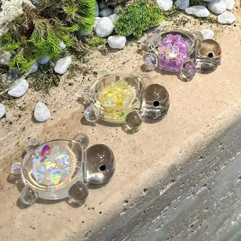 10 pezzi luminosi mini statue di tartarughe marine selezione casuale decorazioni per feste a tema animali oceanici, micro paesaggio da giardino artigianato con perline fai da te