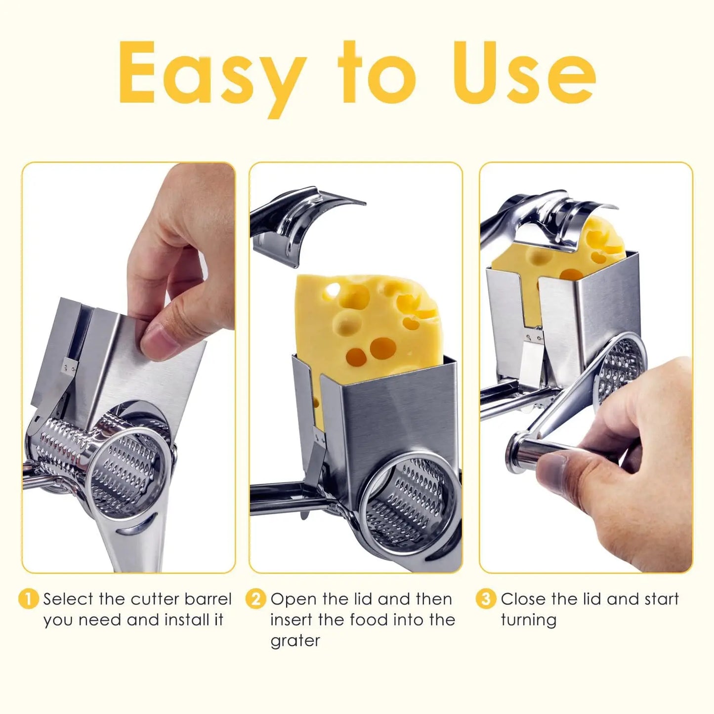 Grattugia Rotante Per Formaggio Multifunzione Con Lame In Acciaio Inox Manuale Affettatrice Per Burro E Zenzero