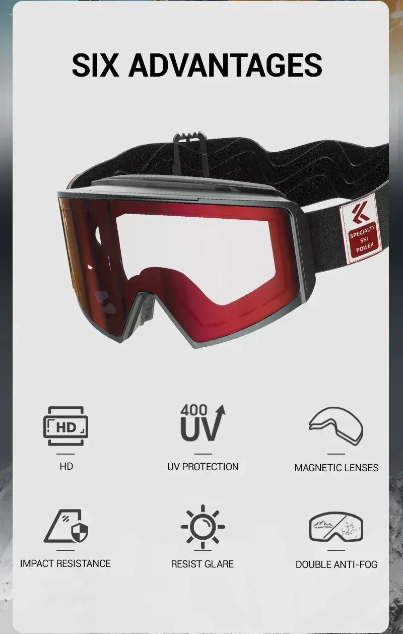 Kapvoe Occhiali Da Sci Fotocromatici E Maschera Da Snowboard Antiappannamento UV400 Per Uomo E Donna Occhiali Inverno