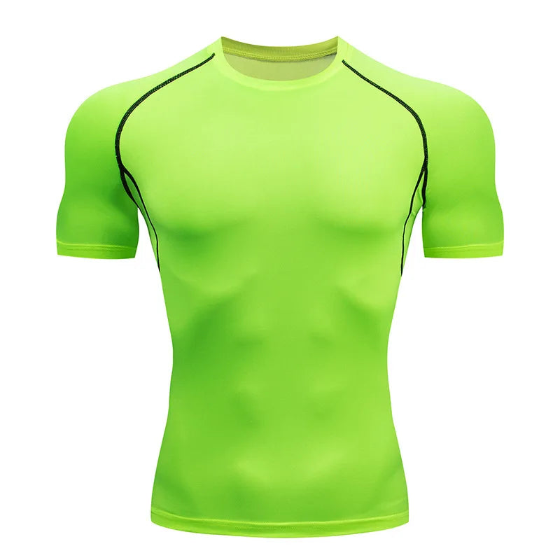 Maglietta Uomo Compressionata Da Corsa A Maniche Corte Per Allenamento Fitness E Jogging Rashguard Ad Asciugatura Rapida