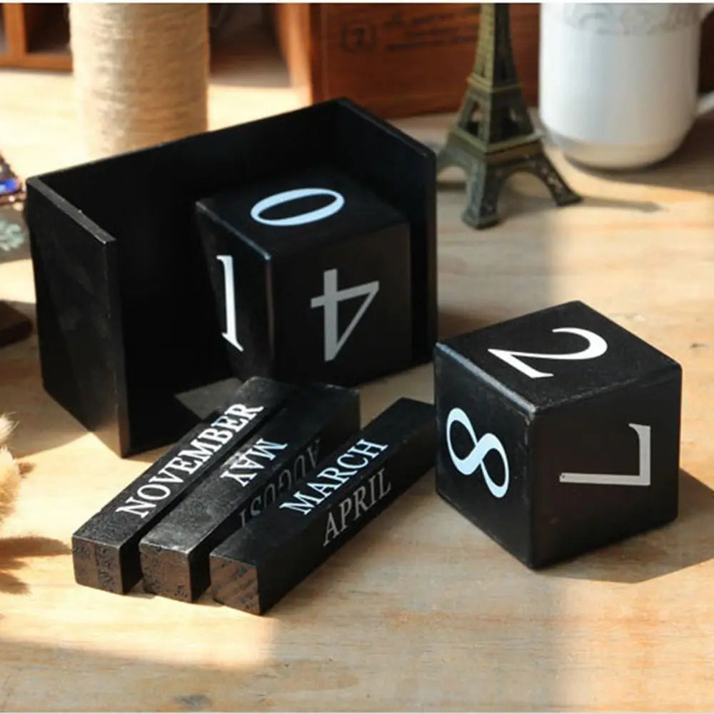 Calendario Perpetuo In Legno MDF Con Blocchi Eterni Display Mensile Stile Pastorale Per Ufficio E Casa Decorativo