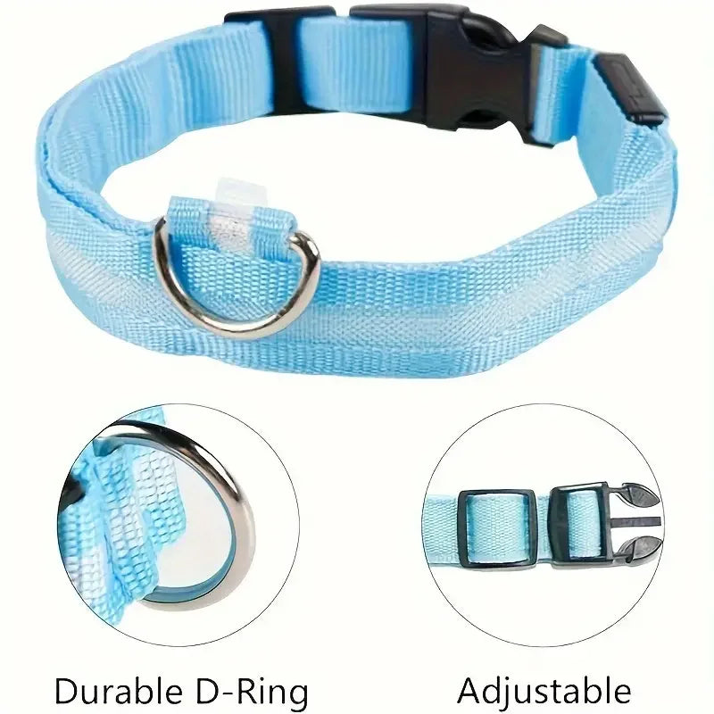 Guinzaglio per Cani in Nylon Led Sicurezza Notturna Lampeggiante Illumina al Buio Collare Fluorescente Luminoso
