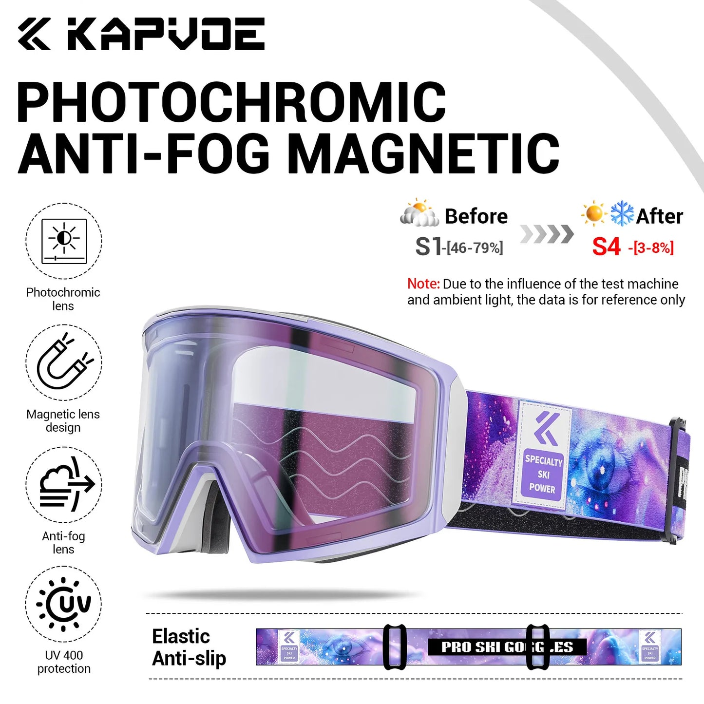 Kapvoe Occhiali Da Sci Fotocromatici E Maschera Da Snowboard Antiappannamento UV400 Per Uomo E Donna Occhiali Inverno