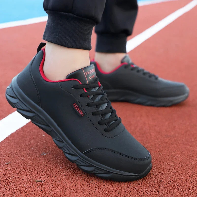 Scarpe da Corsa Uomo Impermeabili in Pelle Sneakers Sportive da Esterno Leggere per Passeggiata e Running