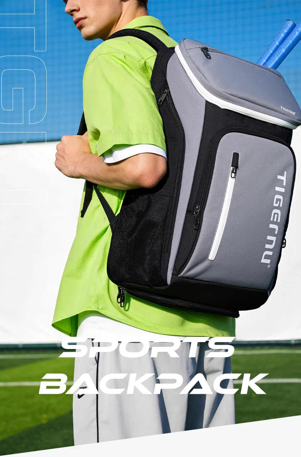 Tigernu Zaino Sportivo Da Uomo 25L Per Viaggio Trekking E Badminton Grigio Nero Esterno
