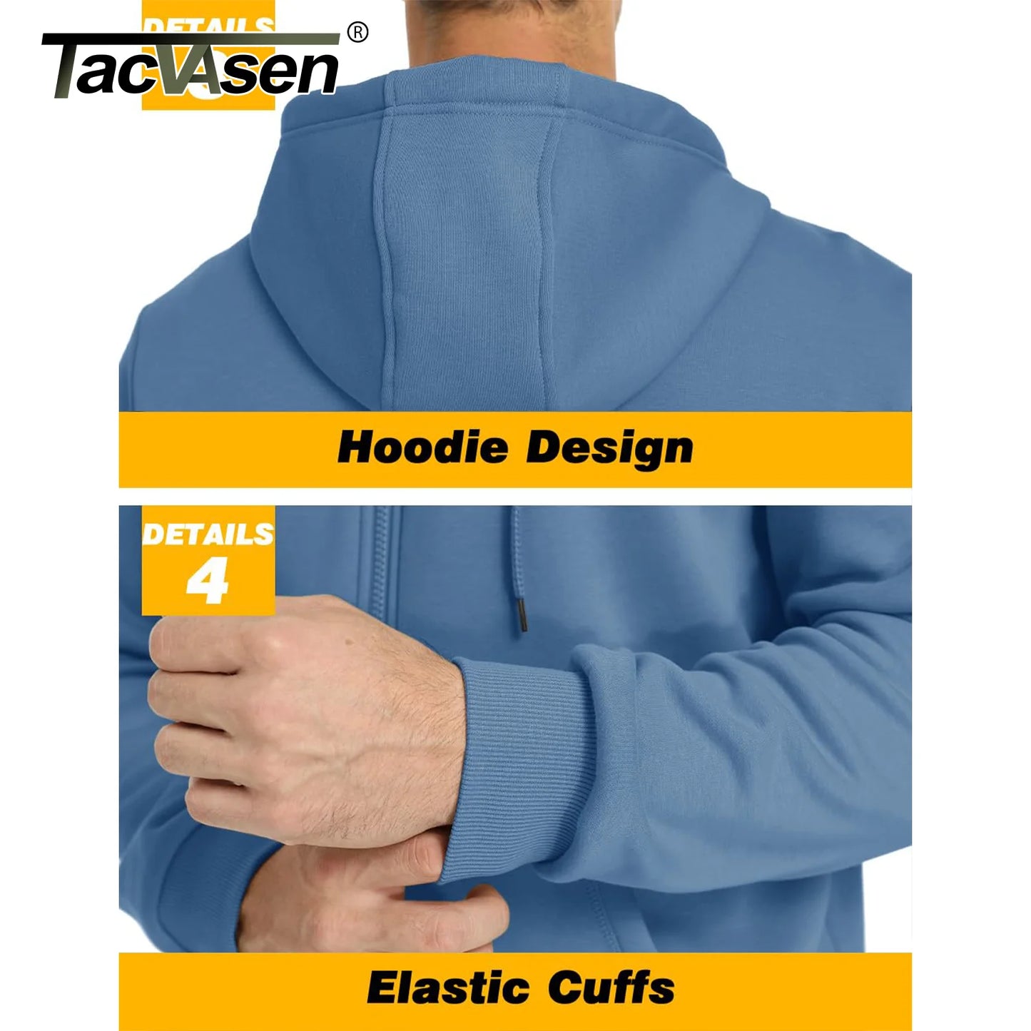 Tacvasen Felpa Con Cappuccio Uomo In Pile Con Tasche Grandi Con Zip Intera Casual Sportivo Per Running Escursionismo