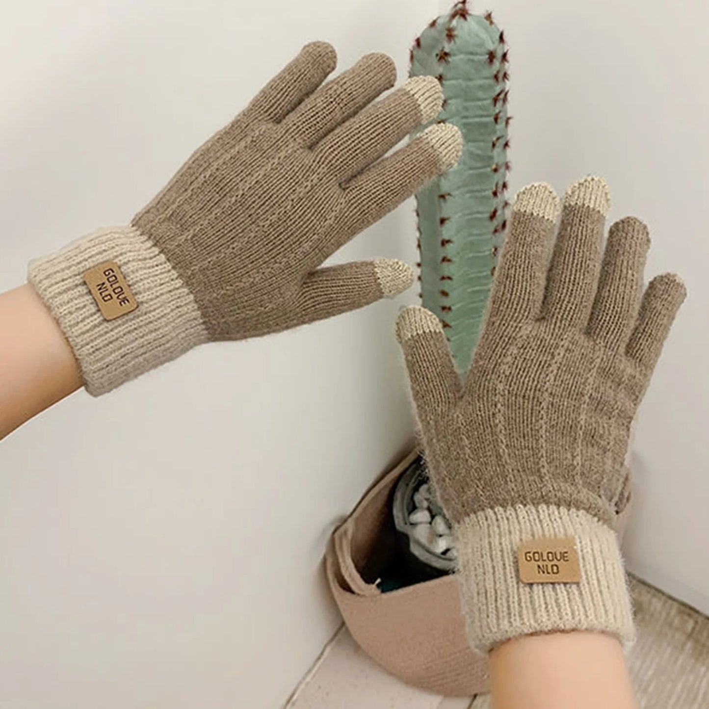 Guanti in Maglia a Trecce Donna Foderati in Pile Caldo con Touchscreen Regalo Invernale per Donna e Ragazza