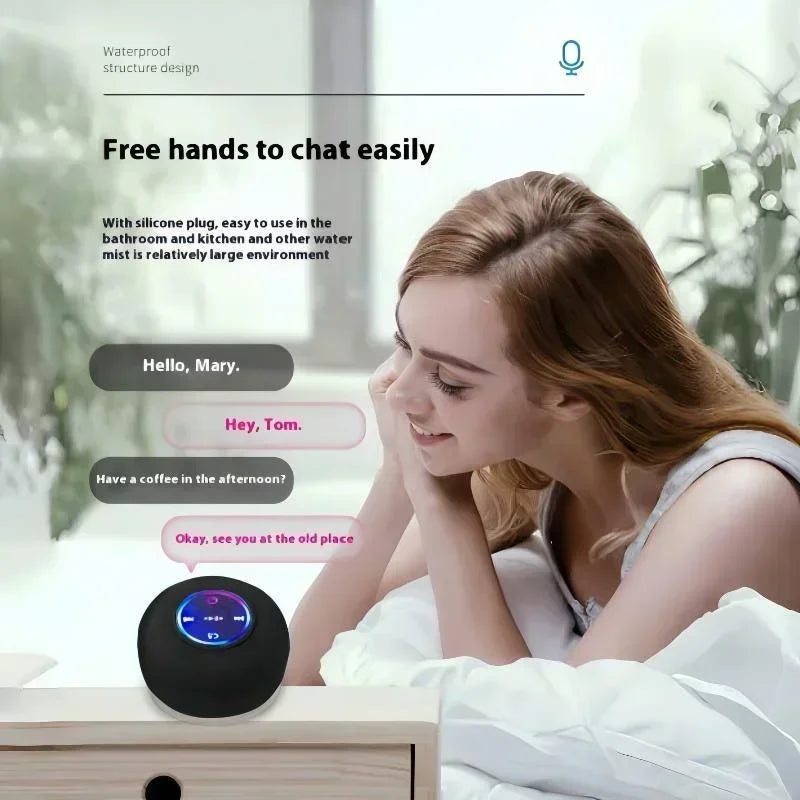 Altoparlante Bluetooth Senza Fili Ventosa Impermeabile Per Doccia Con Luce LED Ricarica USB Per Bagni E Viaggi