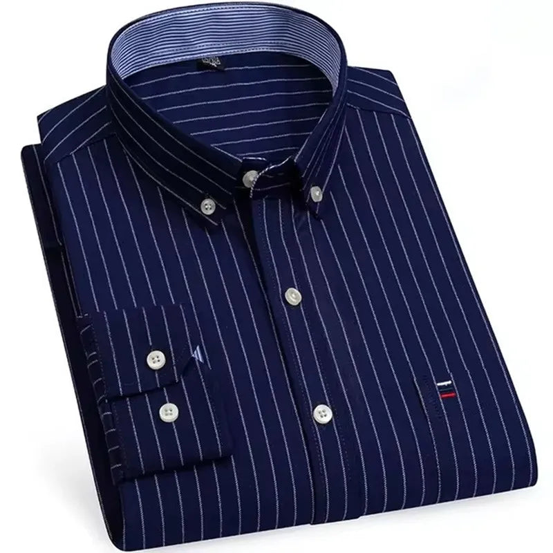 Camicie Da Uomo In Cotone Oxford A Quadri Bamboople Tasca Singola Maniche Lunghe Abbottonata Vestibilità Standard 6XL 7XL