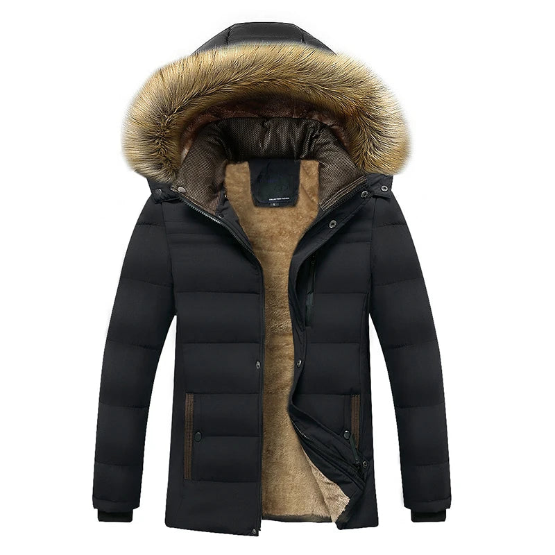 Parka Da Uomo Invernale Antivento Caldo Con Cappuccio E Collo In Pelliccia Giacca Spessa Classica Casual