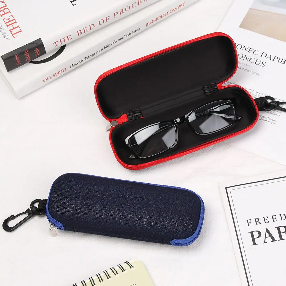 Custodia Per Occhiali In Denim Con Cerniera Scatola Portatile Per Occhiali Da Sole E Da Lettura