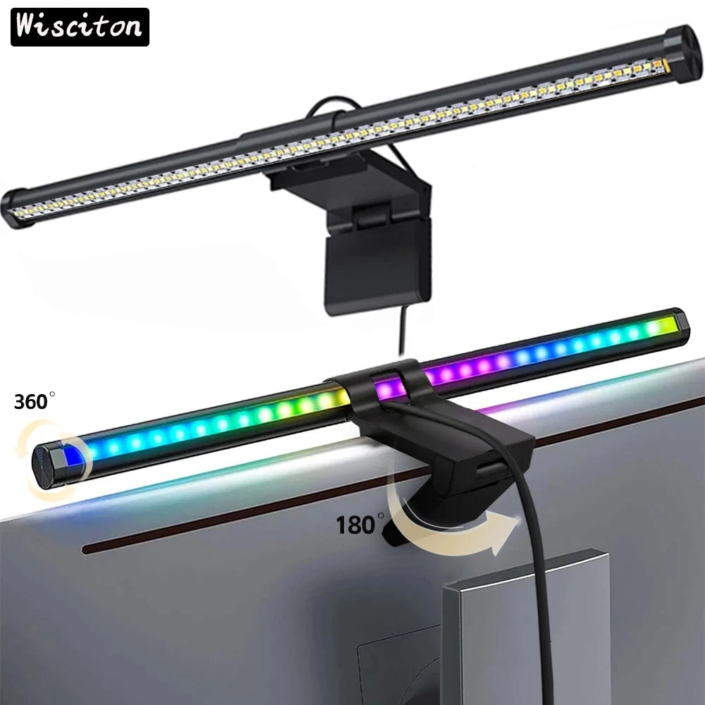 Barra Luminosa LED 44 Cm Per Monitor E Scrivania Con Atmosfera RGB Dimmerabile Ideale Per Studio E Lavoro