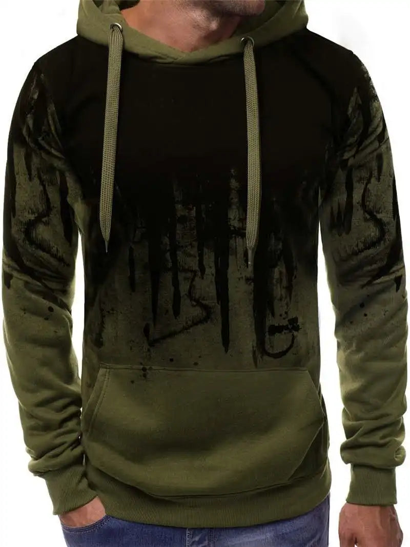 Tuta Da Uomo Mimetica Con Cappuccio 2 Pezzi Autunno Inverno Inchiostro 3D Abbigliamento Sportivo