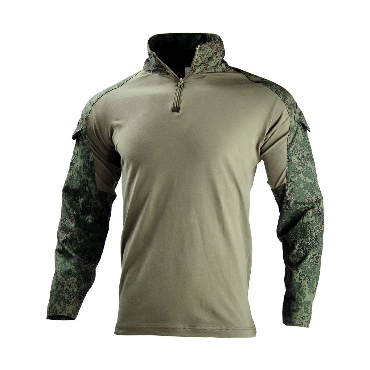Camicie Tattiche Esterno A Maniche Lunghe Con Cerniera Quarter Zip Ripstop Cotone Resistente Camouflage Per Airsoft Uomo