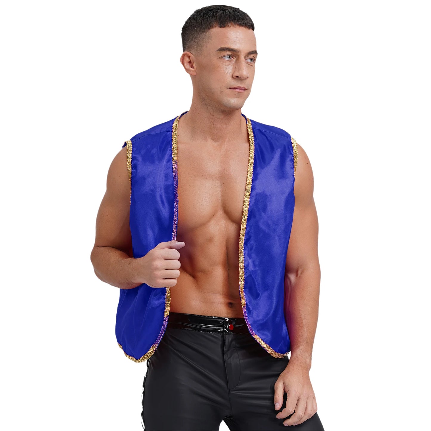 Costume Fantasy Myth Prince Aladin per adulti Gilet senza maniche e pantaloni Abito da palcoscenico per feste a tema Halloween Cosplay