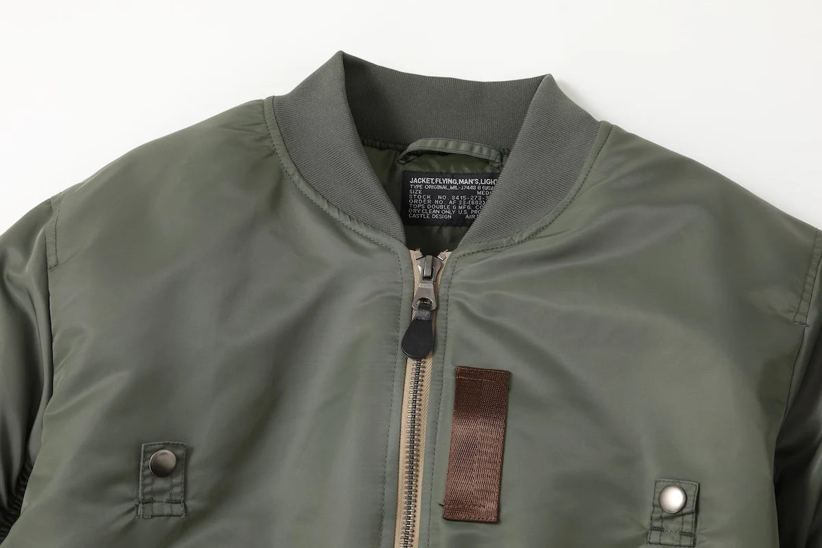 Cappotto Invernale MA1 Verde Salvia Pilota Nylon Imbottito Bomber Vintage Uomo Giacca Da Volo Giappone