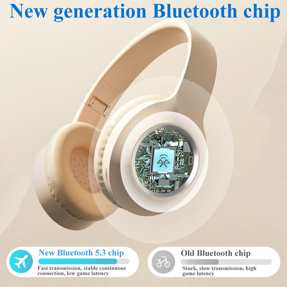KEBIDU Cuffie Da Gioco Bluetooth Pieghevoli Over-Ear RGB Cancellazione Del Rumore Attiva HiFi Wireless Scheda TF