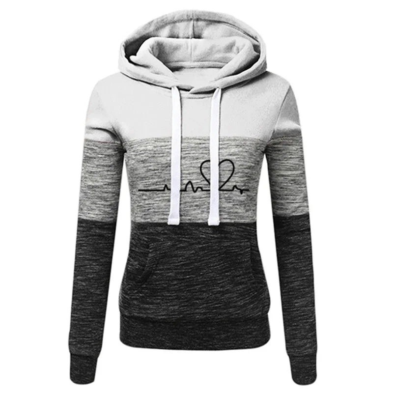 Tuta Da Donna Color Block Con Cappuccio Felpa Pantaloni Sportivi Versatili Casual Jogging Abiti Dalla Taglia S Fino A 3XL
