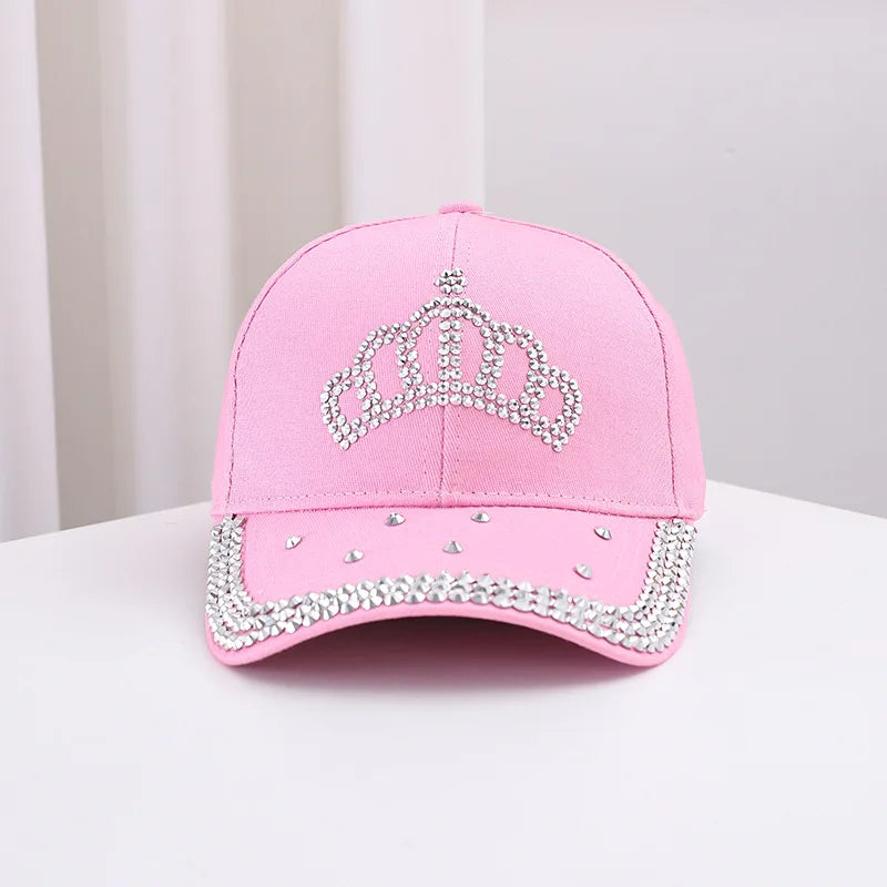Berretto Da Baseball Parasole Unisex In Cotone Con Corona Diamanti Estivo Casual Moda Uomo Donna