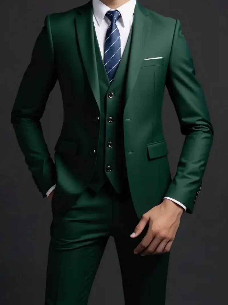 Completo Tre Pezzi Uomo Stile Britannico Elegante Per Matrimoni Cerimonie Banchetti Comfort Sobrietà Presenza