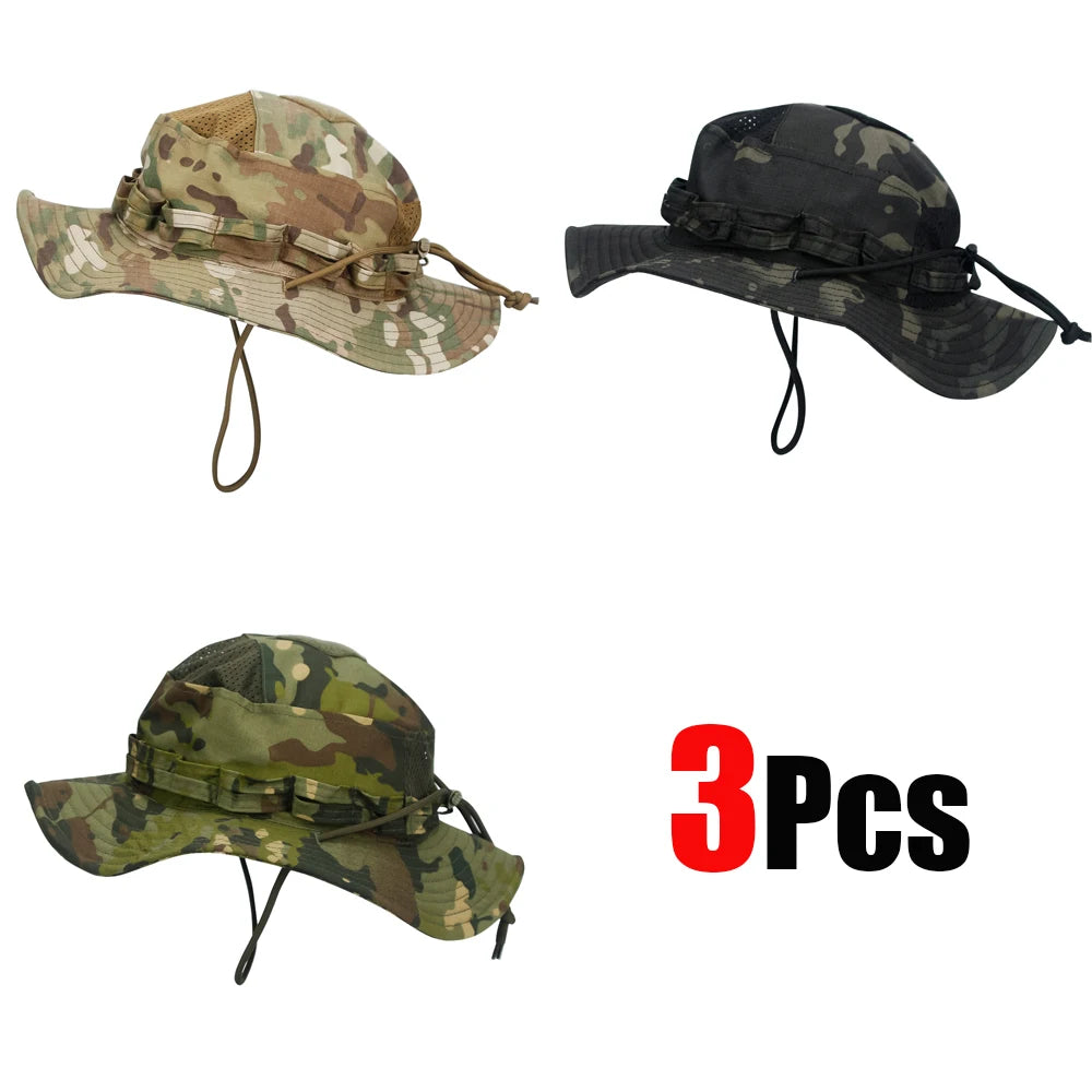 Cappello Boonie Camouflage Protezione Solare Traspirante Antivento Uomo Per Escursionismo Pesca Caccia
