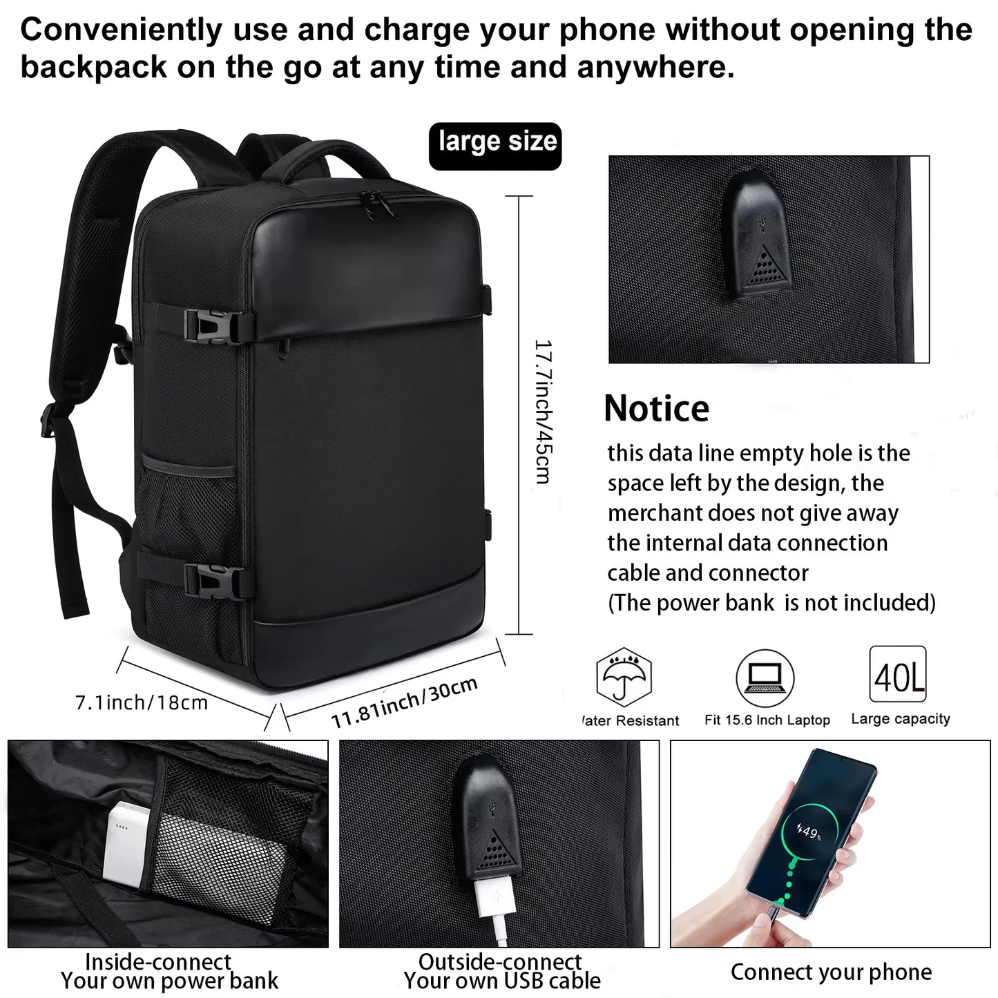 Zaino Da Viaggio Per Cabina Unisex Compatibile Con Ryanair 40x20x25 E EasyJet 45x36x20 Zaino Per Laptop
