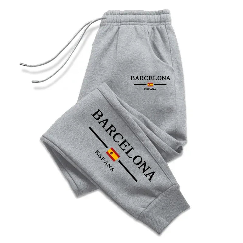 Pantaloni Sportivi Casual Quattro Stagioni Da Uomo Pantaloni Lunghi Da Calcio Stampa Barcellona