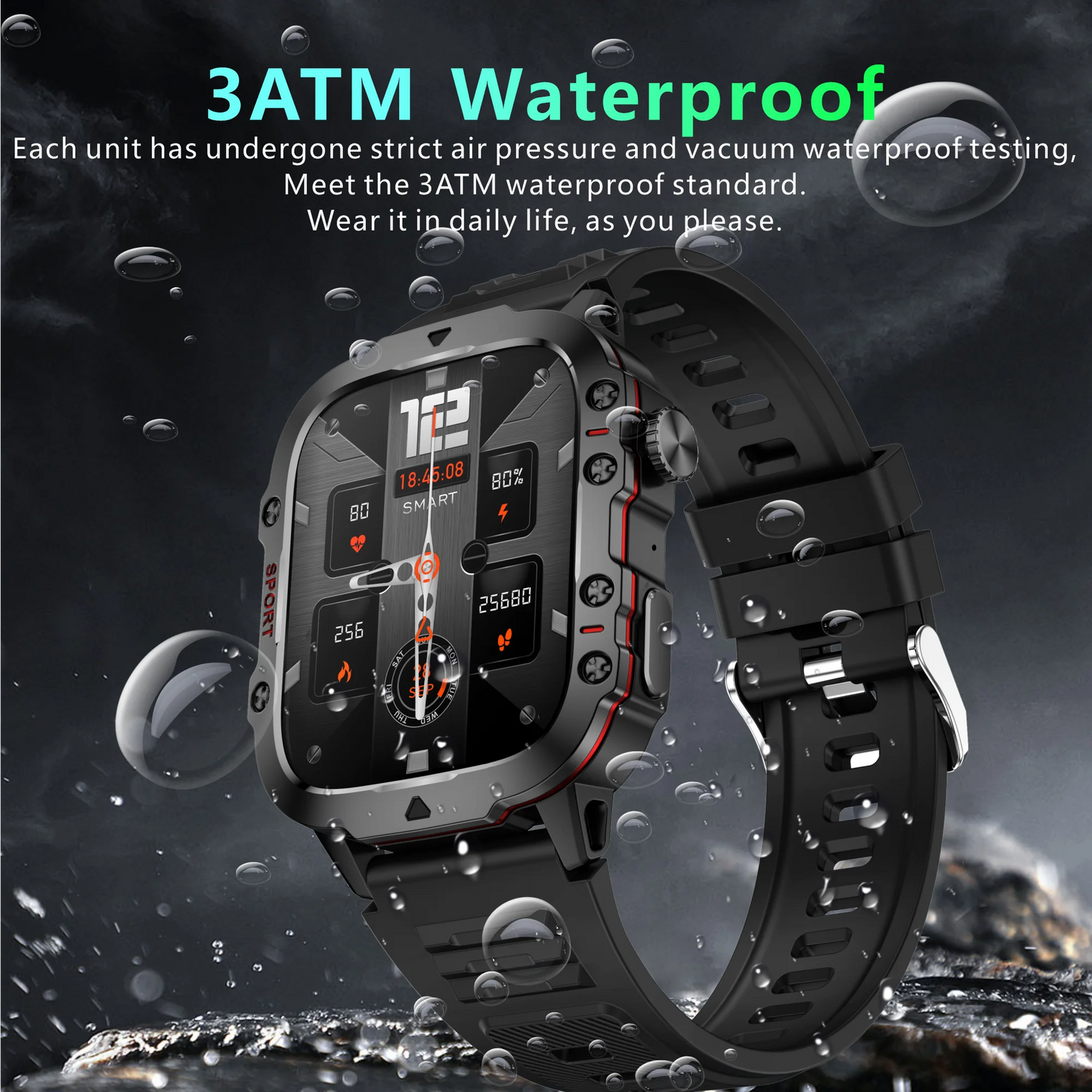 Orologio Fitness Con Schermo Da 1,96 Pollici 3ATM Chiamate Bluetooth Impermeabile Frequenza Cardiaca